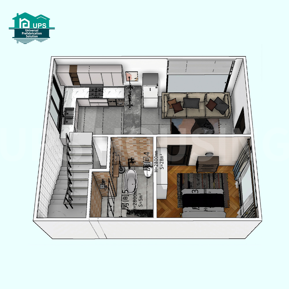 Two Storey Luxury 4 Bedroom Pre-Fabricated Villa Foam Cement Sandwich Panel House For Living Room Use