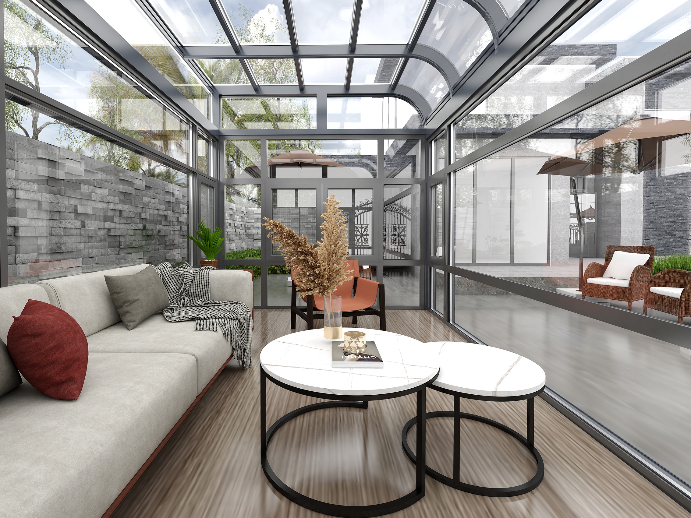 Glass House Sunroom Conservatory Sunroom Insulated Modern Glass Greenhouse Sun Room With Shade Sunroom Glass