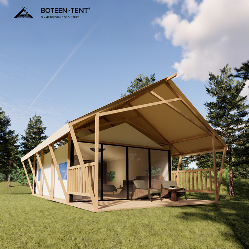 BOTEEN A-Frame Safari Villa 5x9x4m Architectural Fabric Lodge 45㎡ Heavy Duty Glamping House For Eco Resort Project