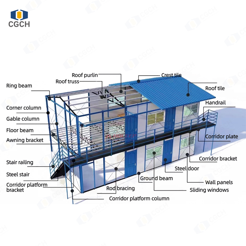 Waterproof Worker Housing Multi-Story Bungalow Office Container House Modern Prefabricated Houses Prefabricated Container House