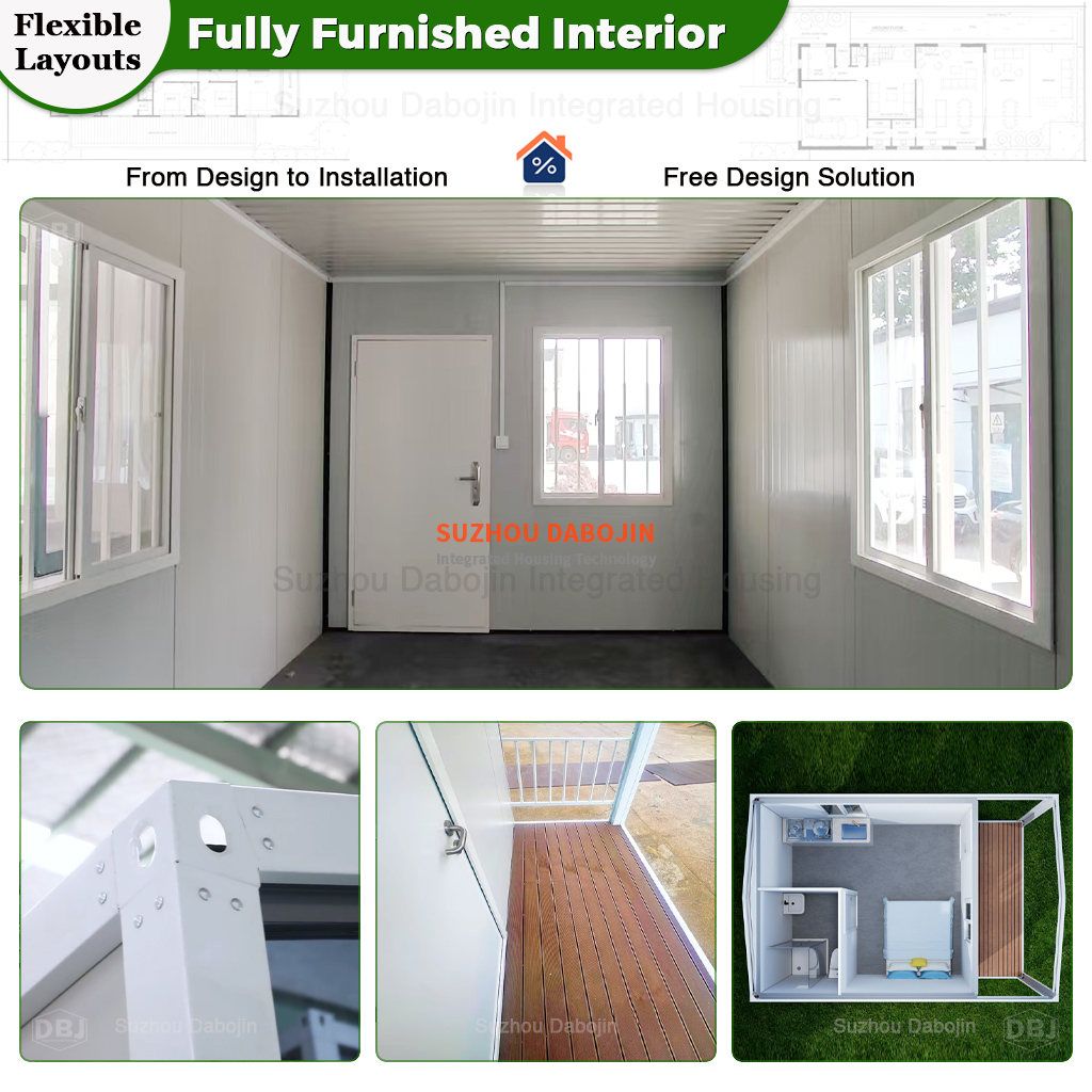 Yellow Gabled Roof Prefab Container House 20ft Modular Garden Cottage Mobile Luxury Home for Living
