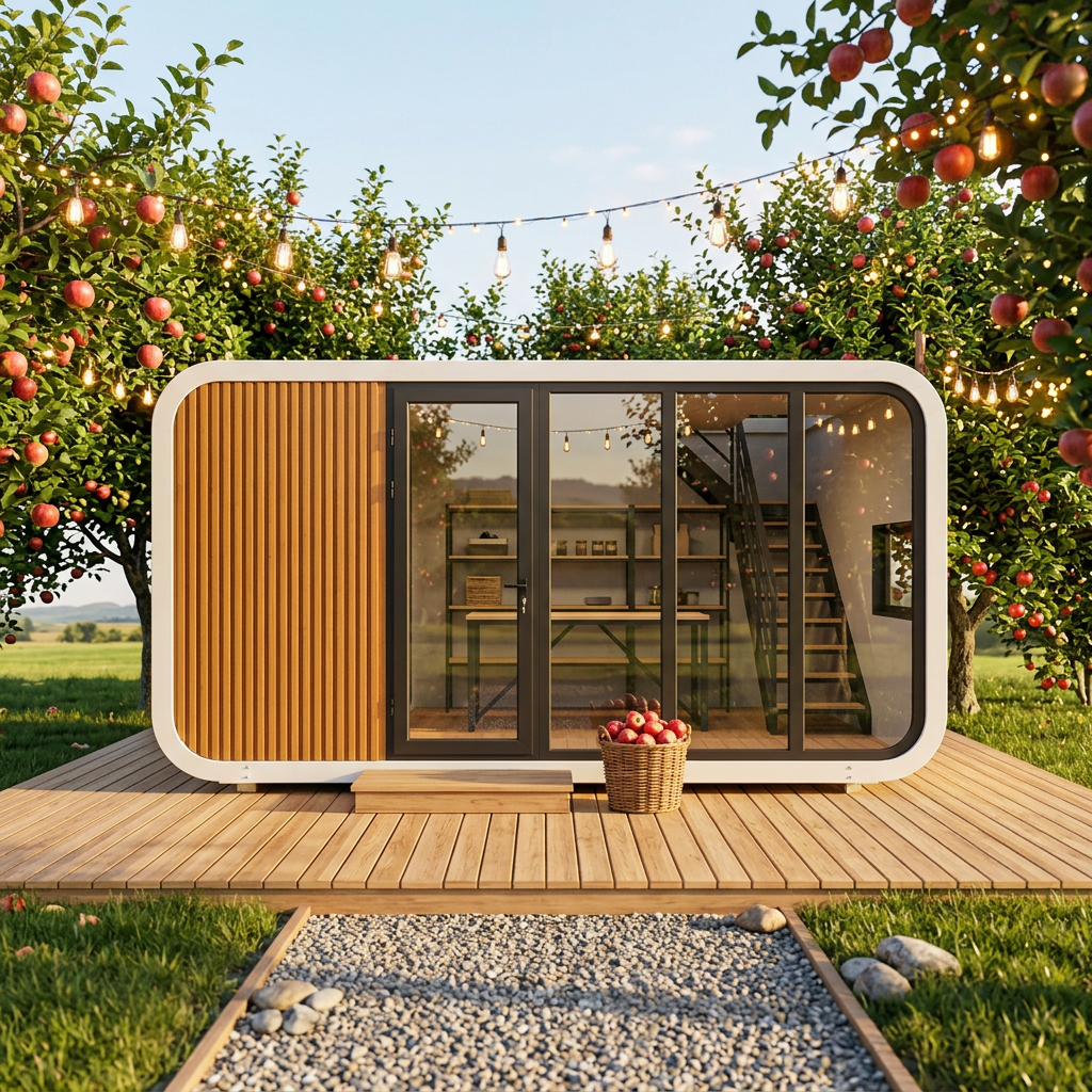 Modern Apple Cabin Glamping Pod Prefabricated Tiny Home Luxury Guest House Mobile Living Pod for Resort and Eco-Hotel