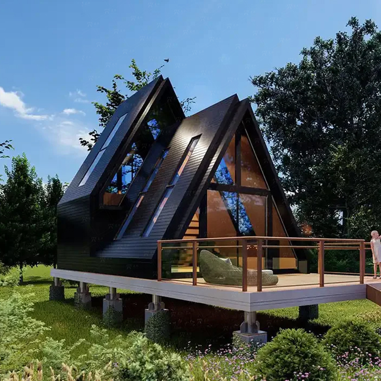 A-Frame Triangular Luxury Villas Double Pyramid Prefabricated House Double A-shaped Hotels Waterproof For Hotels Prefab Houses
