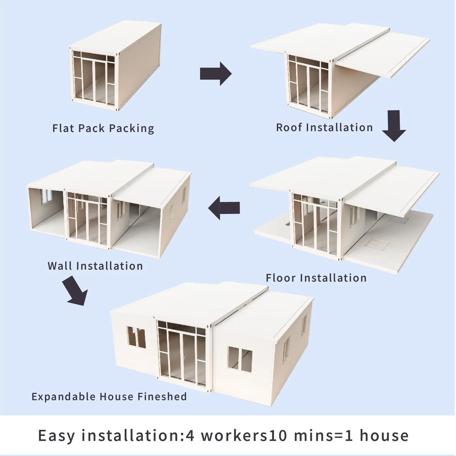 Windproof Durable Expandable Container House Prefab Permanent Modular Home