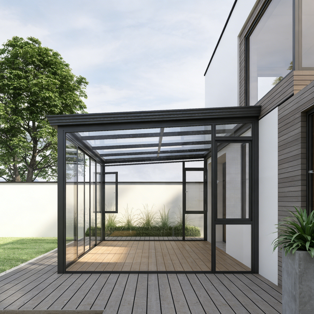 Aluminum Alloy Tempered Glass Gazebo &amp; Pergola, Electric Sunshade Canopy, Solarium, Terrace Sunshade