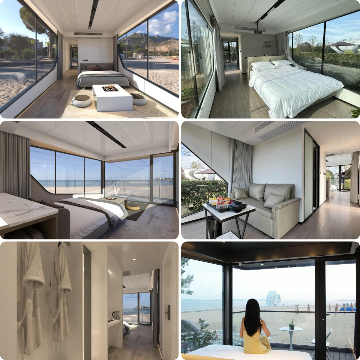 Stylish Modern Modular Capsule Cabin Prefabricated Resort Room Aluminum Front for Glamping Hotel Office Building Villa Outdoor