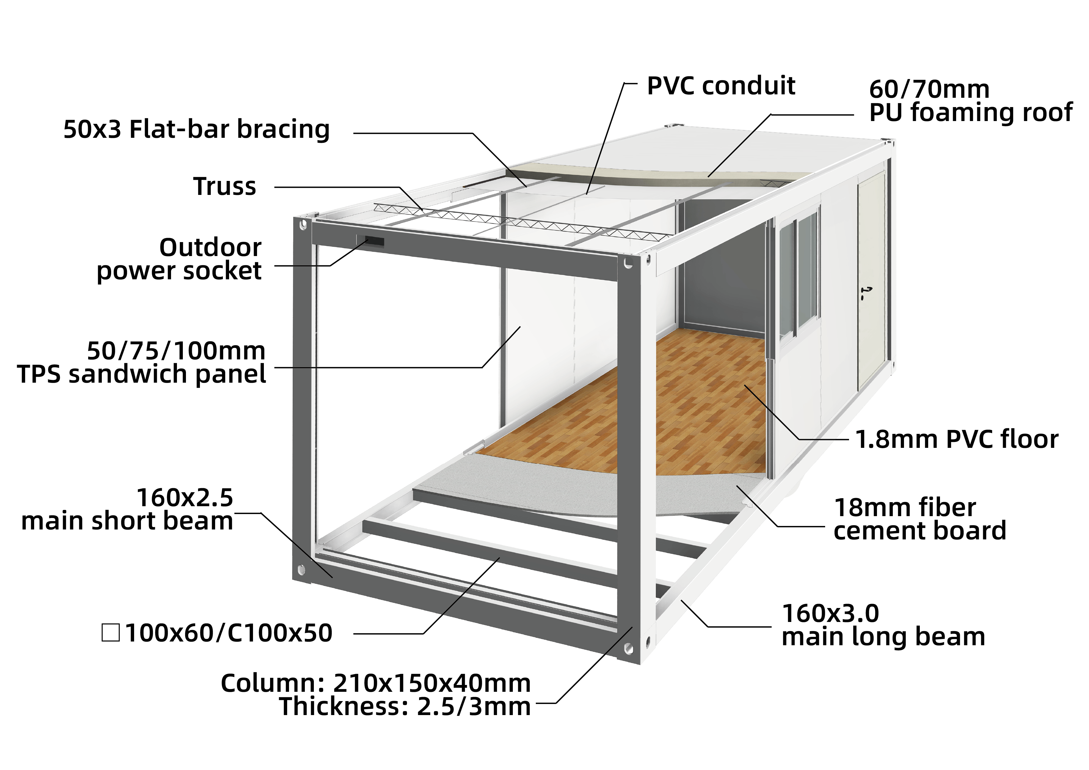 Prefab Houses Luxury Wood Grain Cabin Energy Efficient Design Tiny Container House Garden Studio Backyard Office