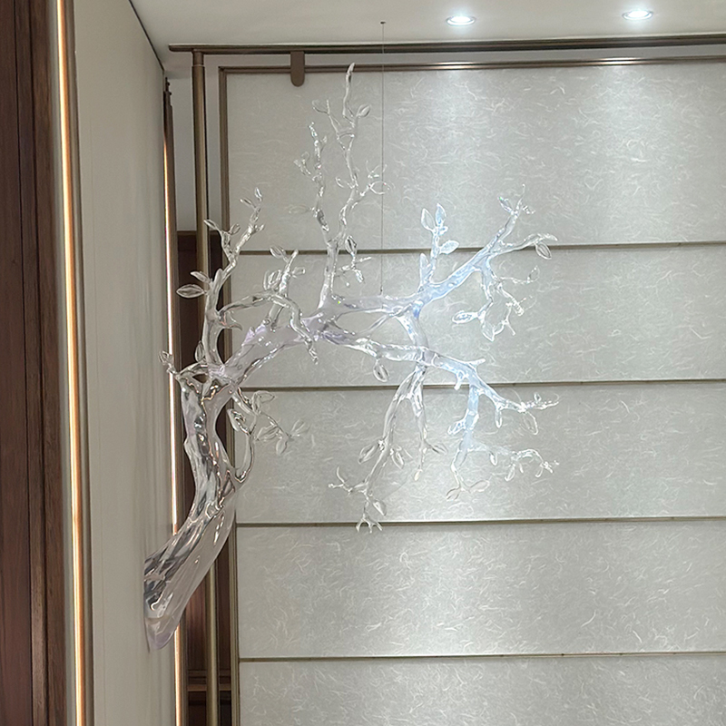 Resin Transparent Tree Hanging Art Sculpture Decoration For Hotel Lobby Sales Office Villa Model Room Indoor Large Art