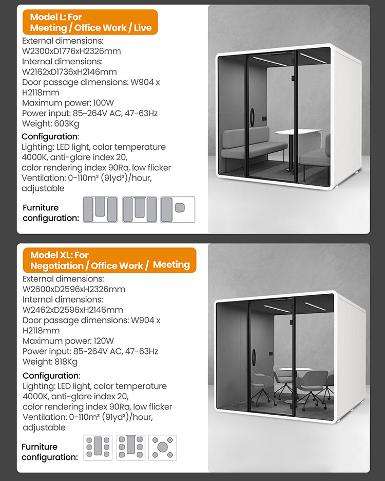 Soundproof Sleeping Pod, Solid Wall & Glass Office Partition With Roof Prefabricated House for Office KTV Bar Hotel Resthome