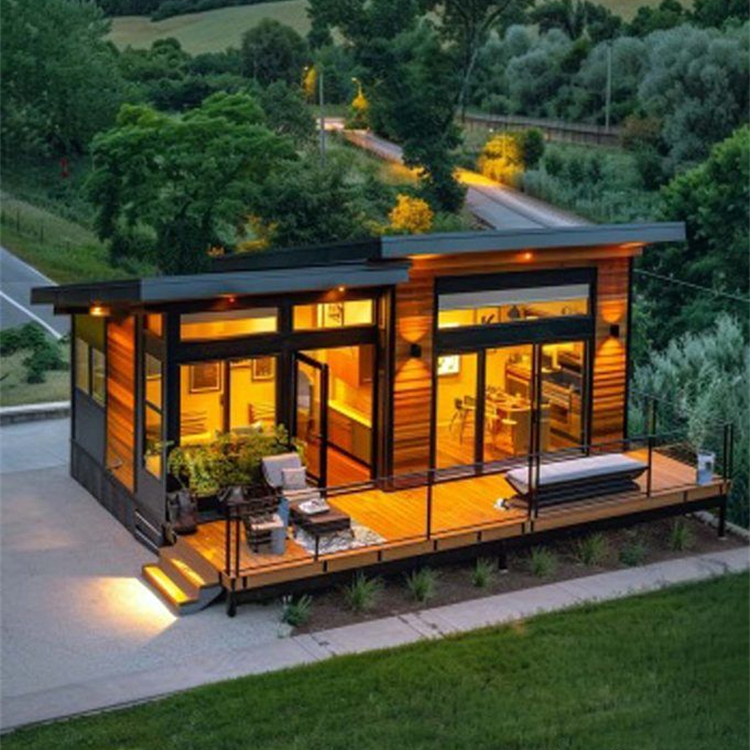 Modern prefab house construction visual
