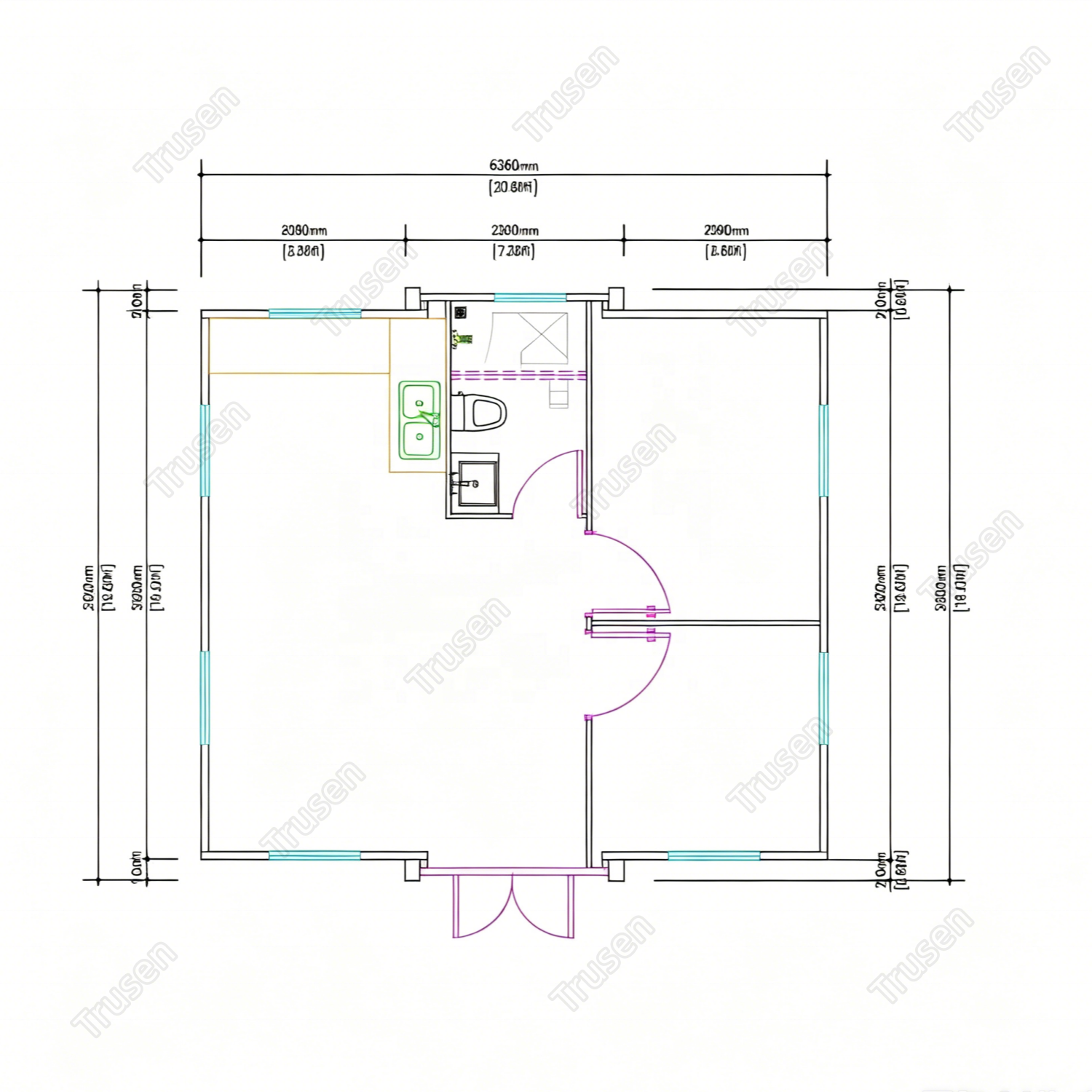 Small Luxury China Supplier Standard 20ft Galvanized Steel Frame Integrated Apartment Casa Modular With Toilet Bathroom Kitchen