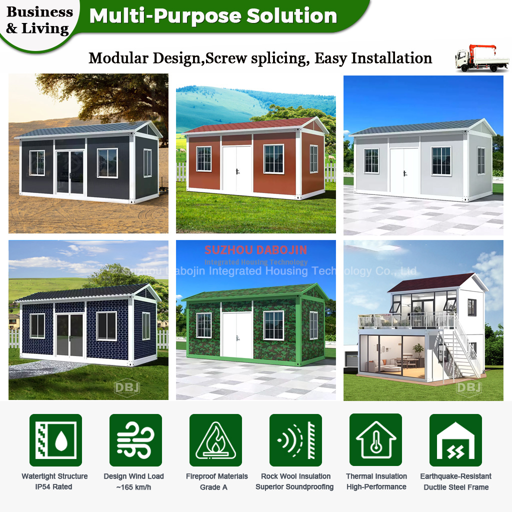 Yellow Gabled Roof Prefab Container House 20ft Modular Garden Cottage Mobile Luxury Home for Living