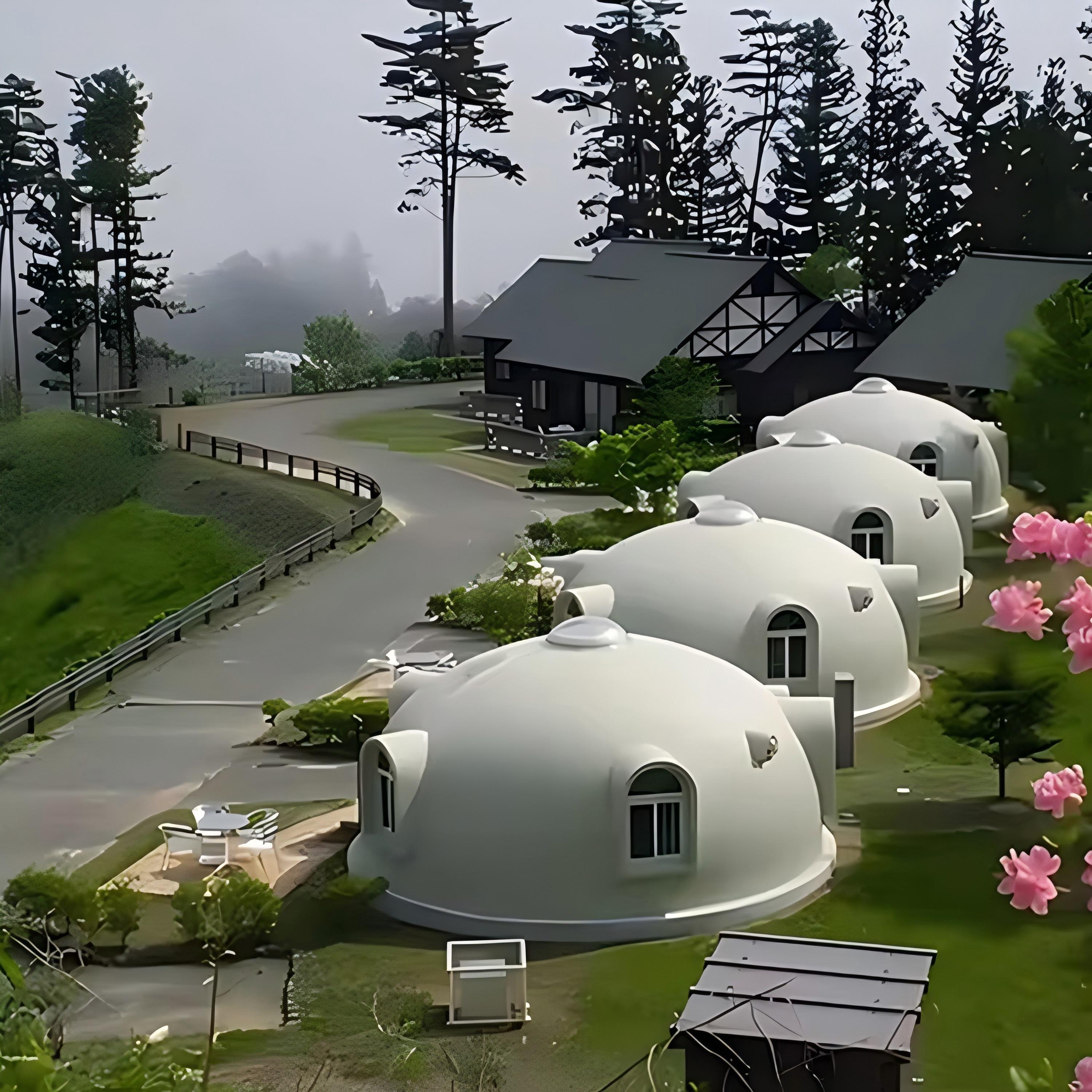 Prefab Dome House Outdoor Bowl-shape EPS Waterproof Dome Cabin Hotel The Fire Rating B1 Level Modular Resort Geodesic Dome House