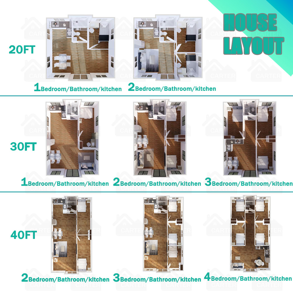 40ft 20ftFolding Mobile Homes Tiny Home Houses Ready Container Prefabricated House Two Bedroom Prefab Expandable Container House