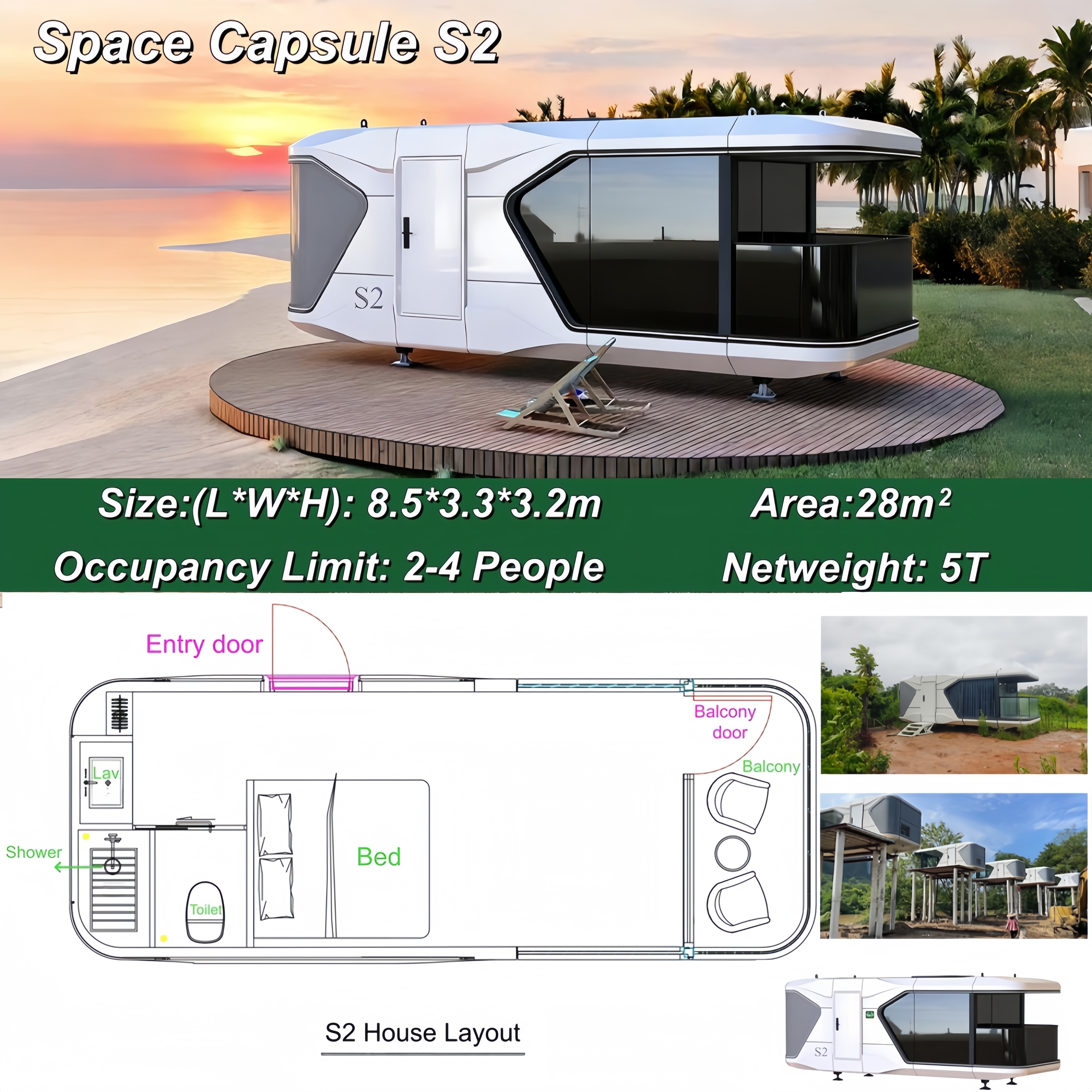 Outdoor Smart Voice Control Space Capsule House Luxury Anti-corrosion Durable Prefabricated Modular Mobile Home