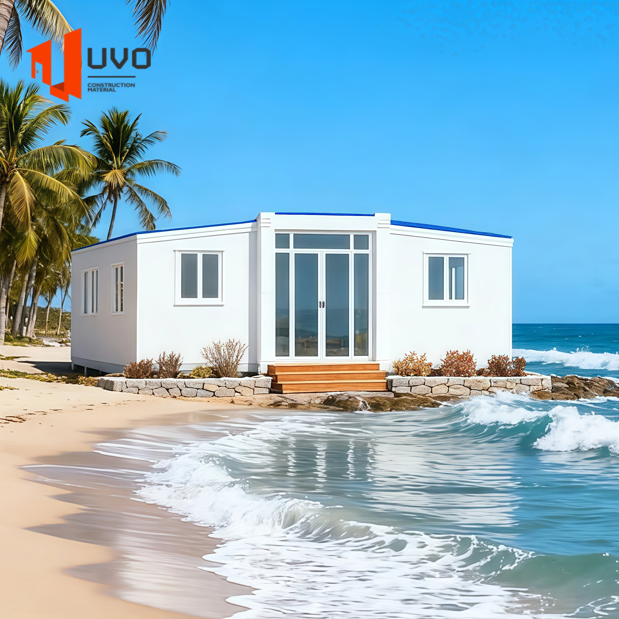 20ft Expandable Steel Container Beachfront Prefabricated Modular Villa Luxury Seaside Airbnb Vacation Guesthouse