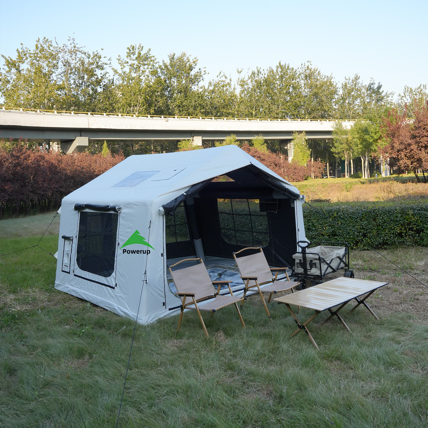 Premium 8m2 Inflatable Camping Tent Oxford Outdoor Glamping Shelter Moon White Air Tent With Vent Window Factory