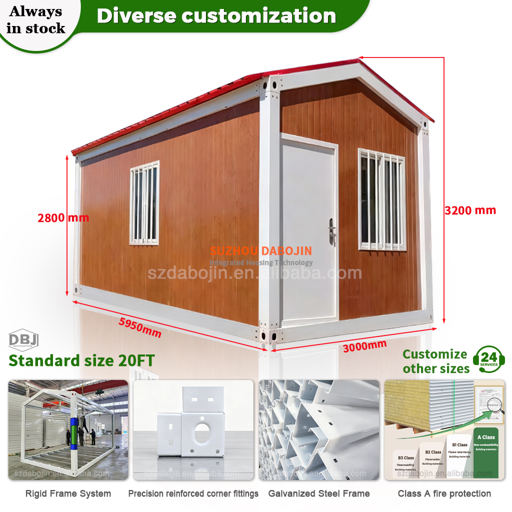Yellow Gabled Roof Prefab Container House 20ft Modular Garden Cottage Mobile Luxury Home for Living