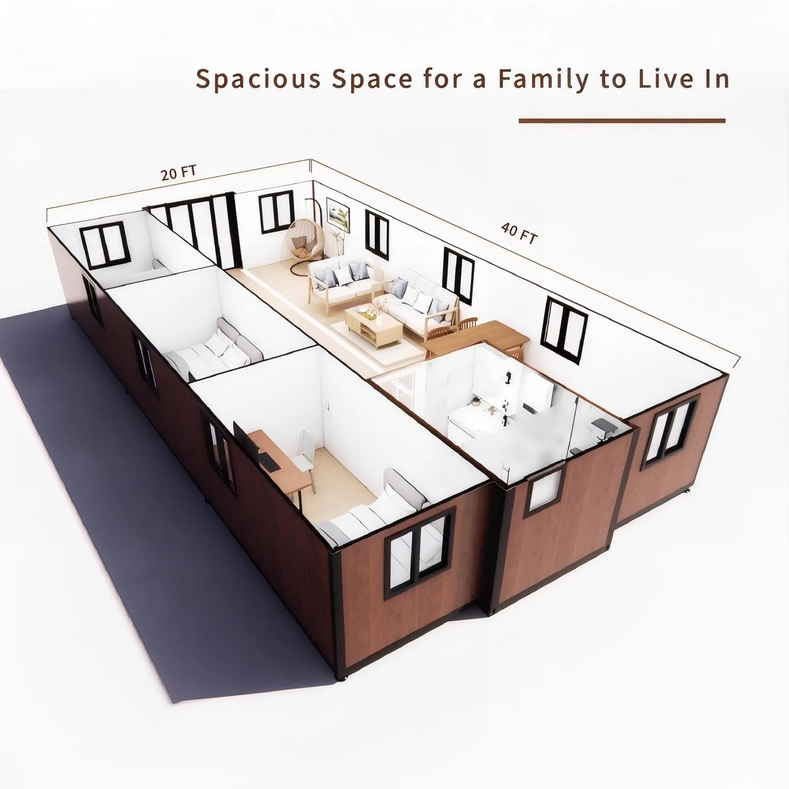 Modular 20FT/40FT Expandable Container Home for Temporary or Permanent Living Needs