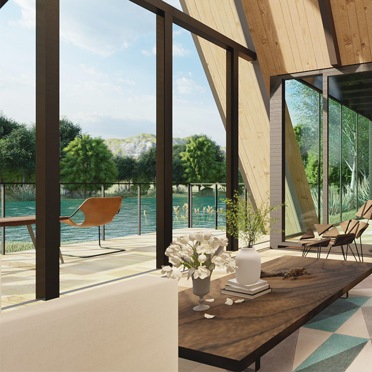 Luxury Villa Prefabricated House with Triangle Roof for Beachfront Property