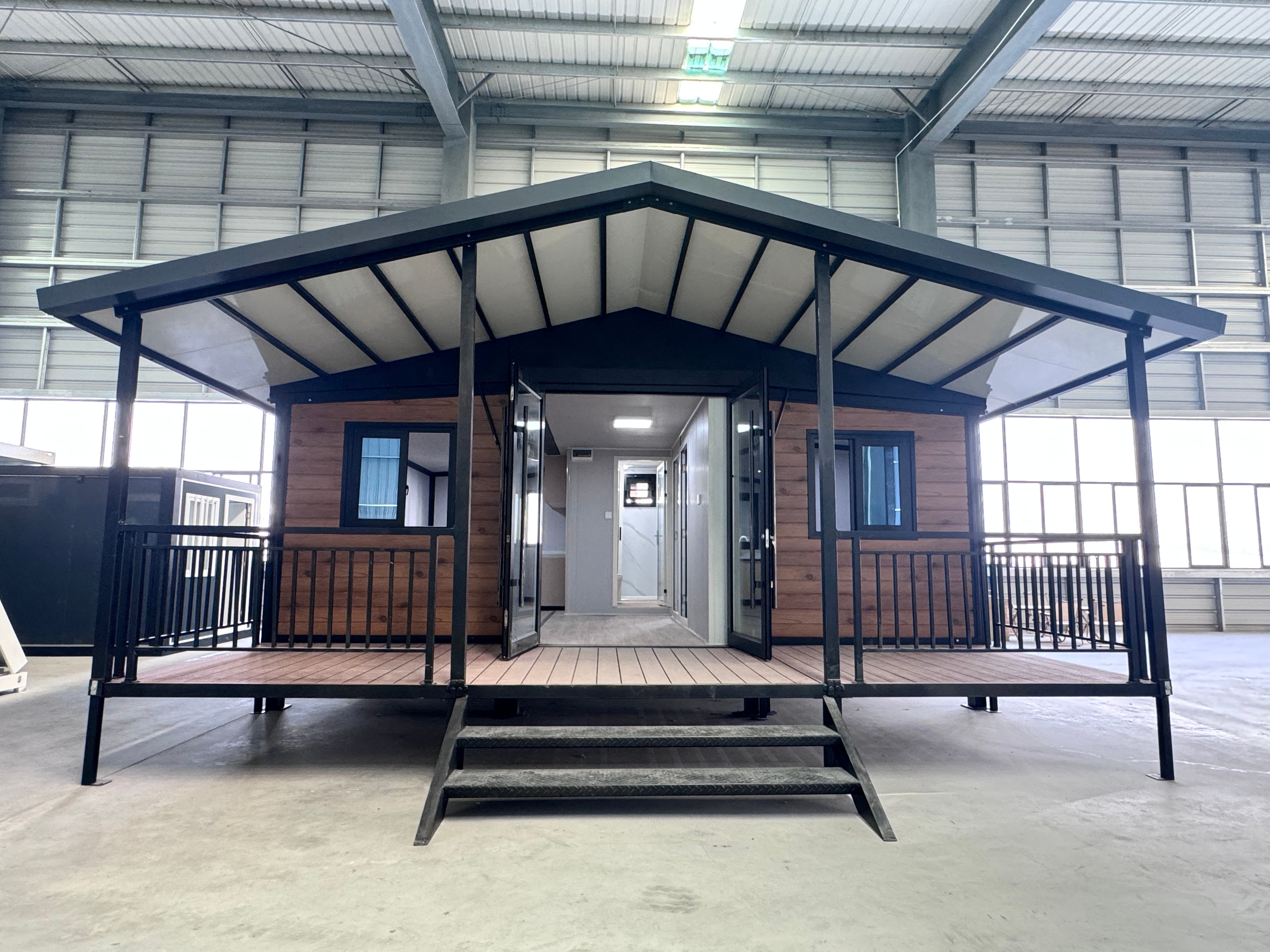 Customizable Expandable Prefabricated Steel Container Home with Front Porch for Coastal Living Modern Design Living Room Bedroom