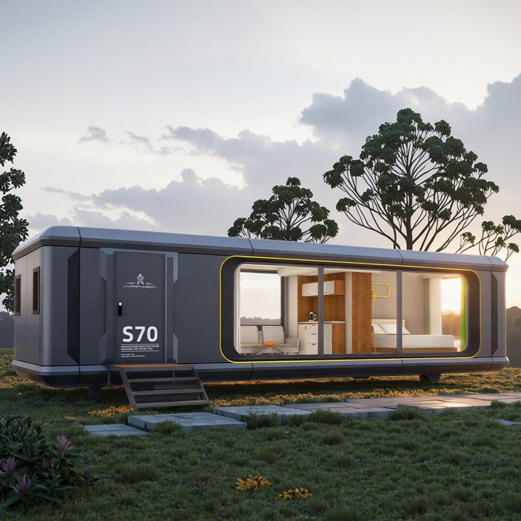 Luxury 40ft Anti-Corrosion Steel Modular Mobile Home Smart Voice Control Space Capsule House Office Living Room Kitchen Bedroom
