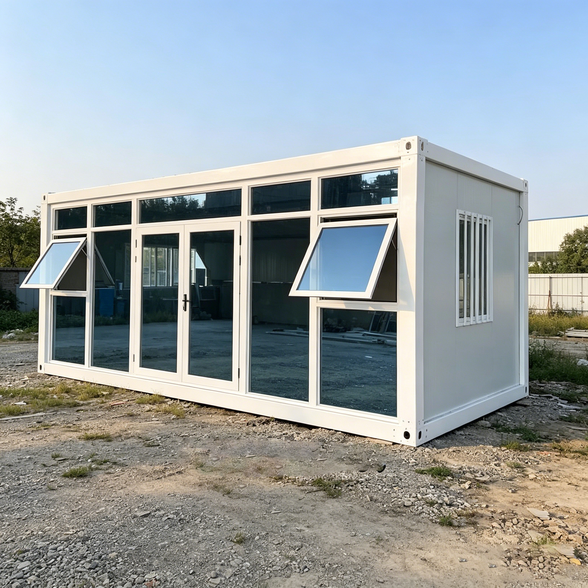 Modern Glass Curtain Wall Container House Prefabricated Modular Portable Living Villa for Resort Hotel Office Use
