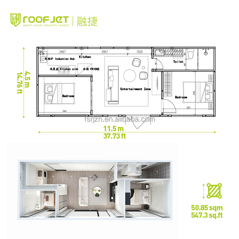 Smart Tiny Hotel Modular Cabin Container House Cabin Home Kits 40Ft Double Story Flat Pack House Module House for Camping