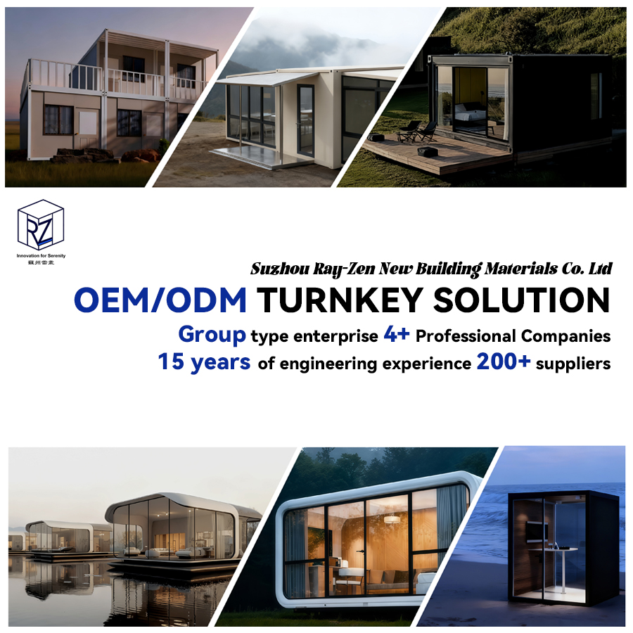 Expandable Modular House with 2 Bedroom 20ft Foldable Prefab Container Homes for Vacation Home Ray-Zen