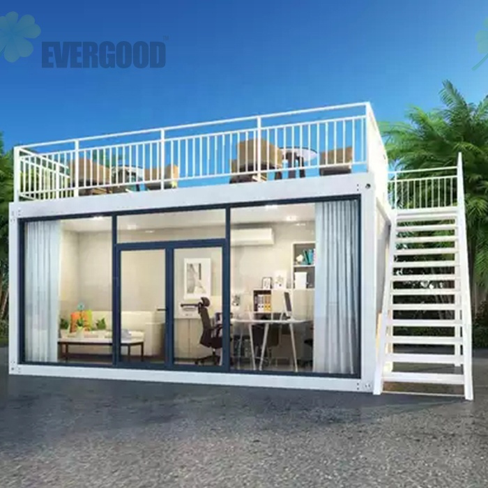 Fast Assembled Luxury 2 Story Apartment Modular Flat Pack Container House With Kitchen Living Area And A Roof Terrace
