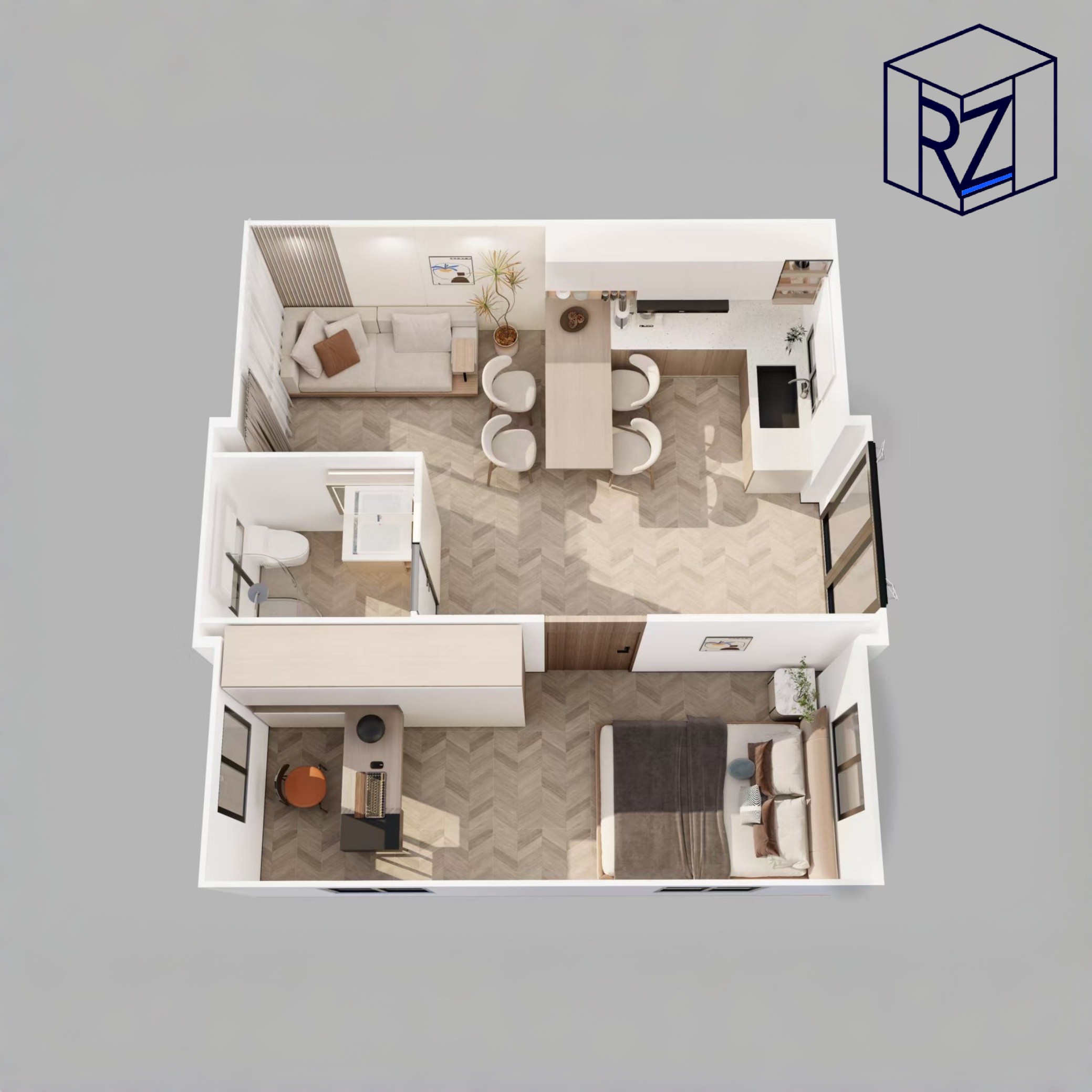 Expandable Modular House with 2 Bedroom 20ft Foldable Prefab Container Homes for Vacation Home Ray-Zen