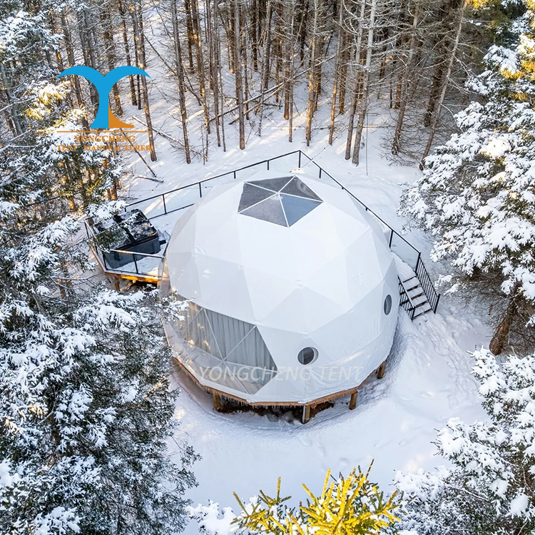 Dome Tent Outdoor House With Bathroom Winter Geodesic Complet Glamping Tents for Sale