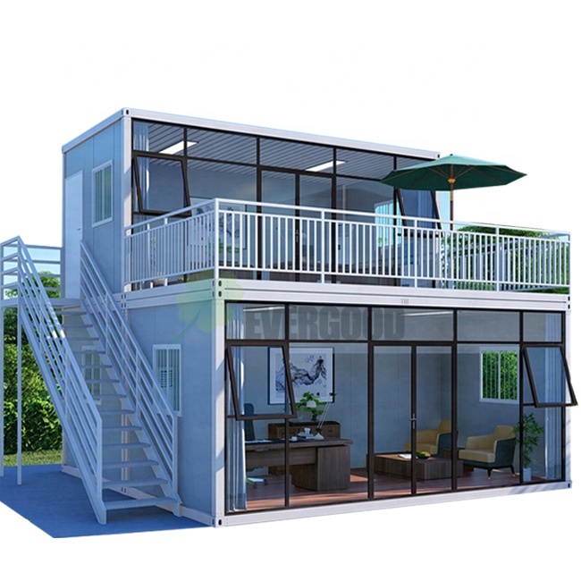 Fast Assembled Luxury 2 Story Apartment Modular Flat Pack Container House With Kitchen Living Area And A Roof Terrace