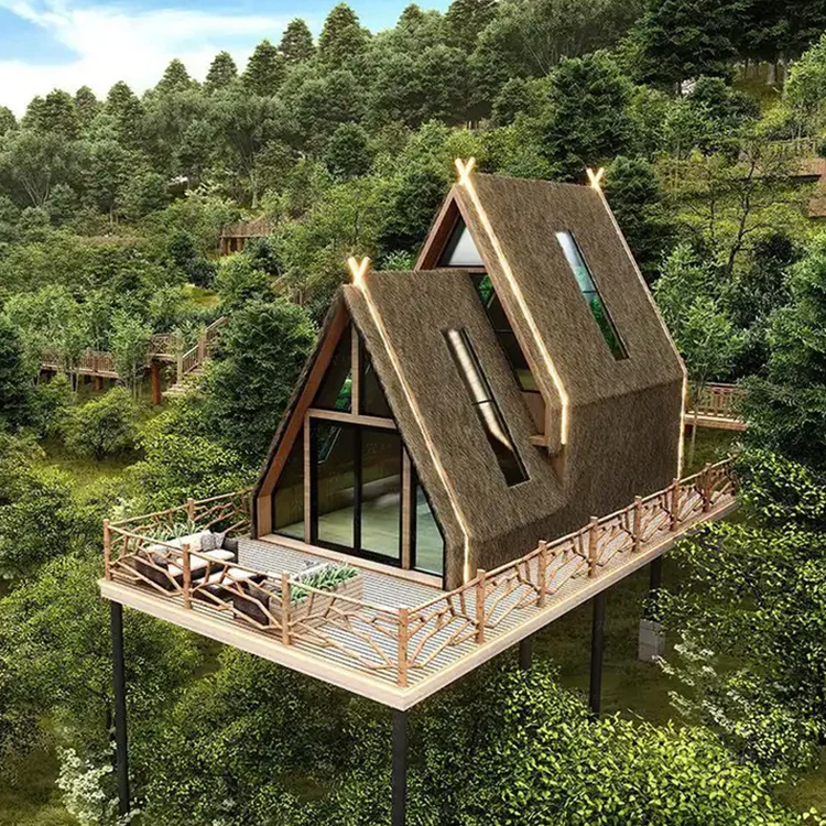 European Luxury Double A-Shaped Prefabricated House Double Pyramid-Styled Palace And Hotel Villa Outdoor For Prefab Houses