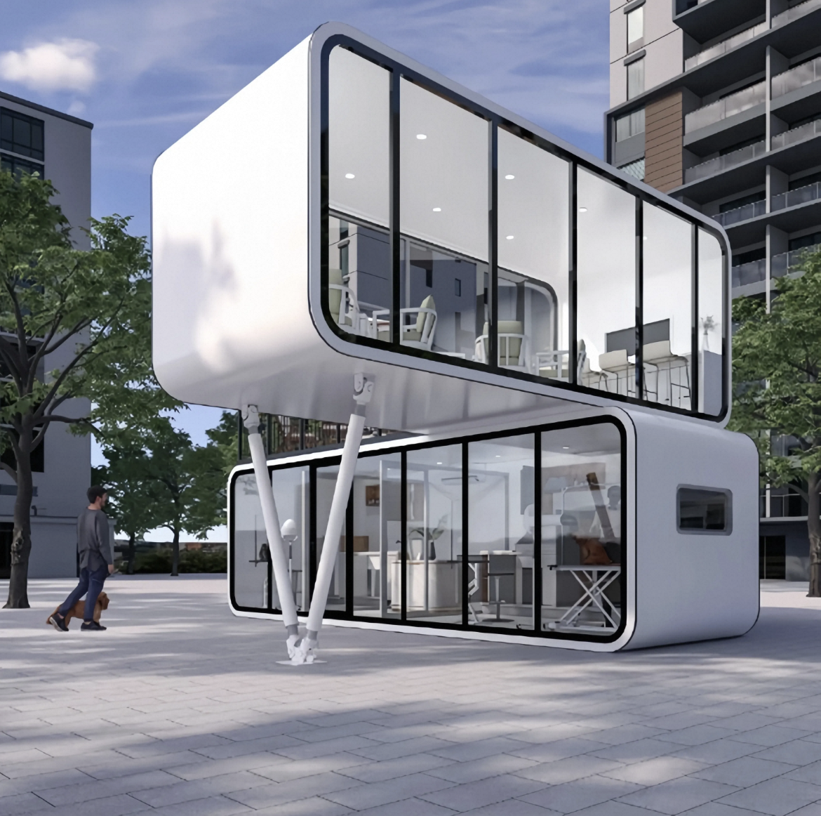 Customized Modular Design Prefab Office Pod Expandable Container For Outdoor Living And Working Prefab House For Apple Cabins