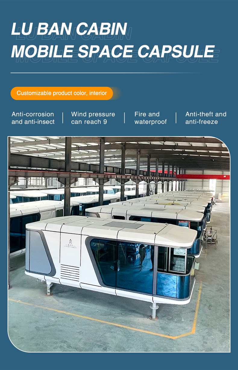 Luxury 40ft Anti-Corrosion Steel Modular Mobile Home Smart Voice Control Space Capsule House Office Living Room Kitchen Bedroom