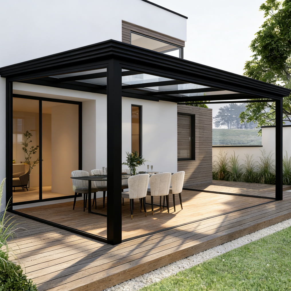 Aluminum Alloy Tempered Glass Gazebo &amp; Pergola, Electric Sunshade Canopy, Solarium, Terrace Sunshade