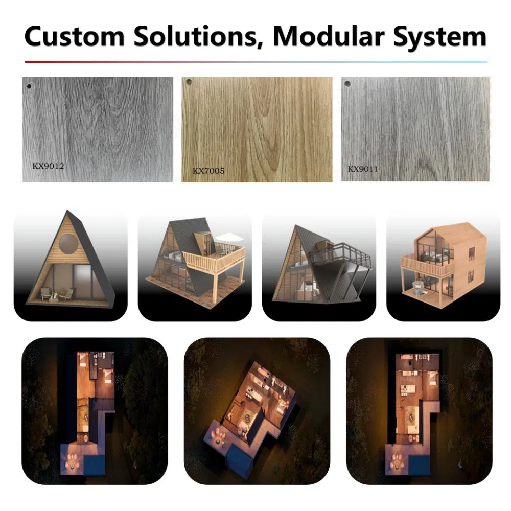 Customized Wooden Style a Frame Cabin Kits Prefabricated Steel Structure Triangle House for Temporary &amp; Permanent Project Use