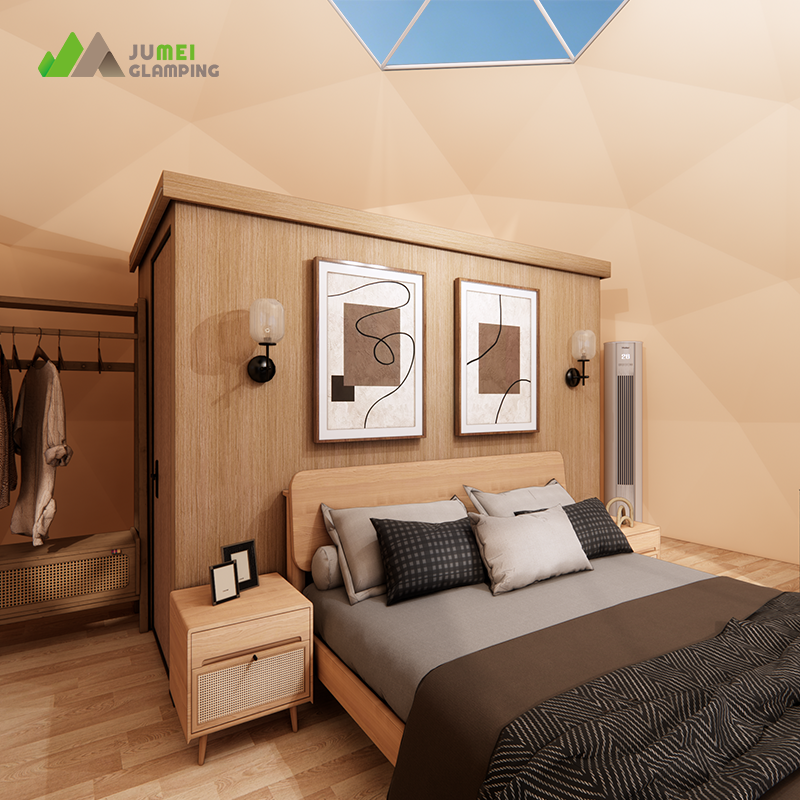JUMEI Outdoor Camping Prefab Waterproof Glamping Geodesic Dome House Luxury Tent For Resort