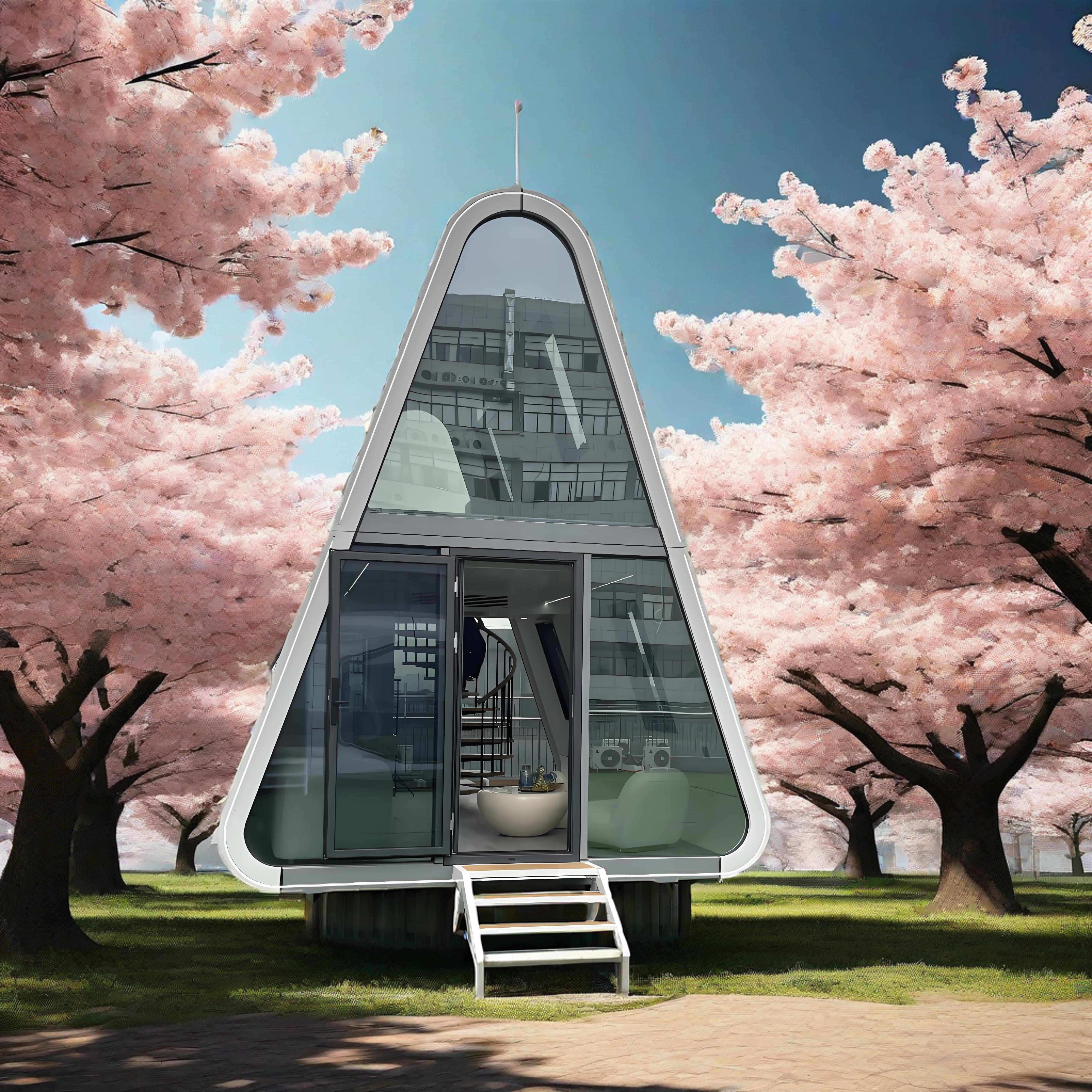 Contemporary Modern Modular Living Container Smart Triangular Capsule Room Prefab Space House Waterproof Steel Bathroom