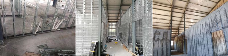 Steel mesh + steel keel + concrete