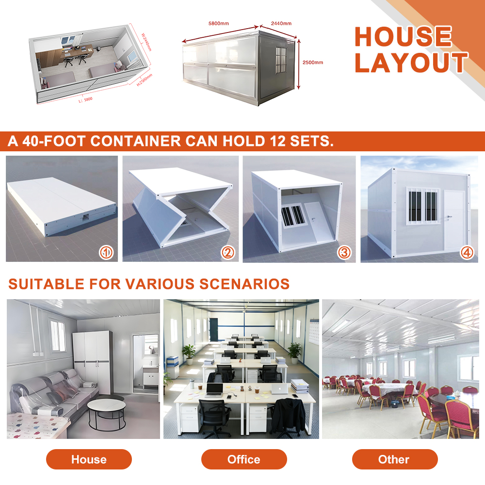 Multi Story Stackable Foldable Modular System for Temporary Worker Accommodation on Site Foldable Container House
