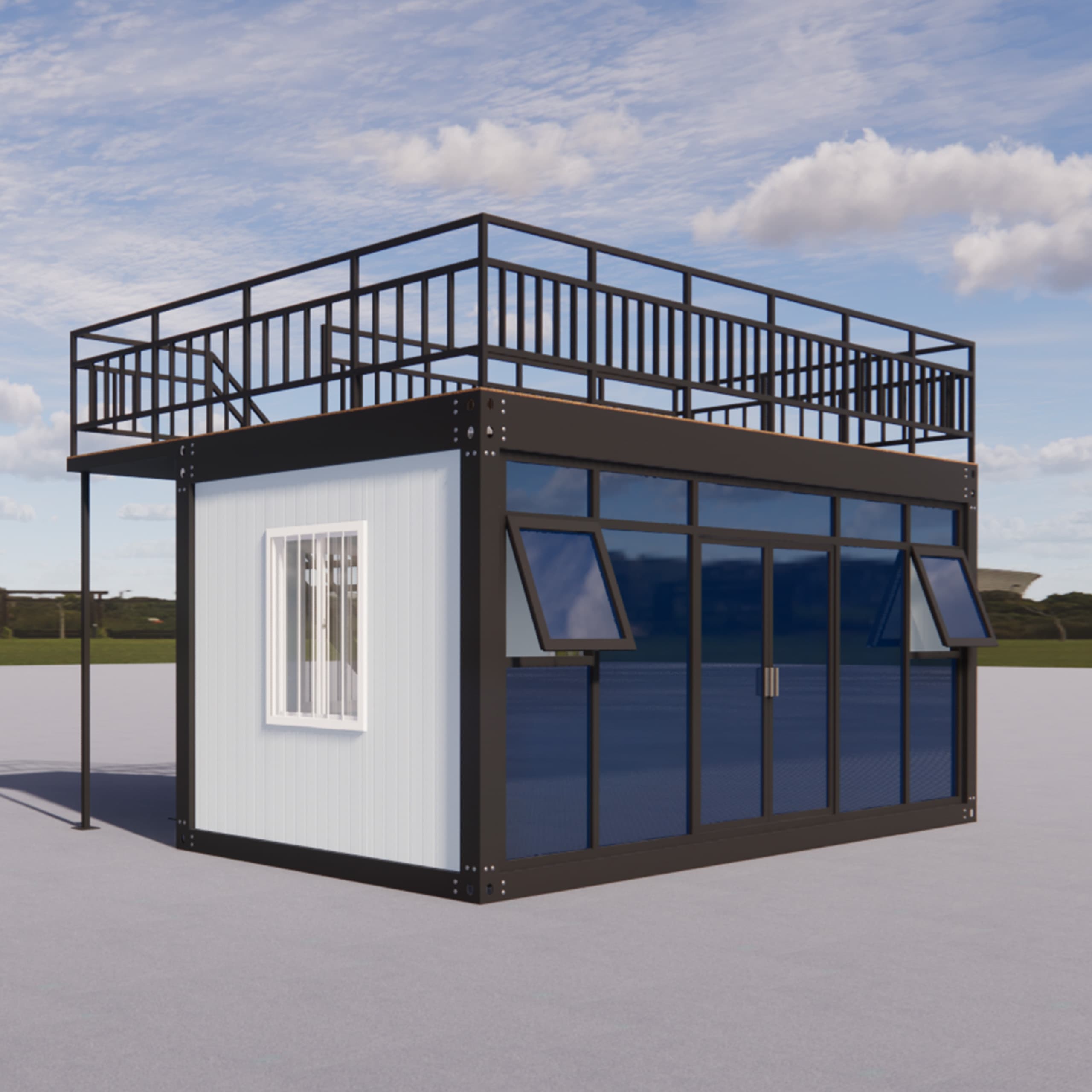 Open Layout Glass Curtain Wall Container House With Modern Design For Apartment Hotel &amp; Villa Use-Multi-functional Modular Home