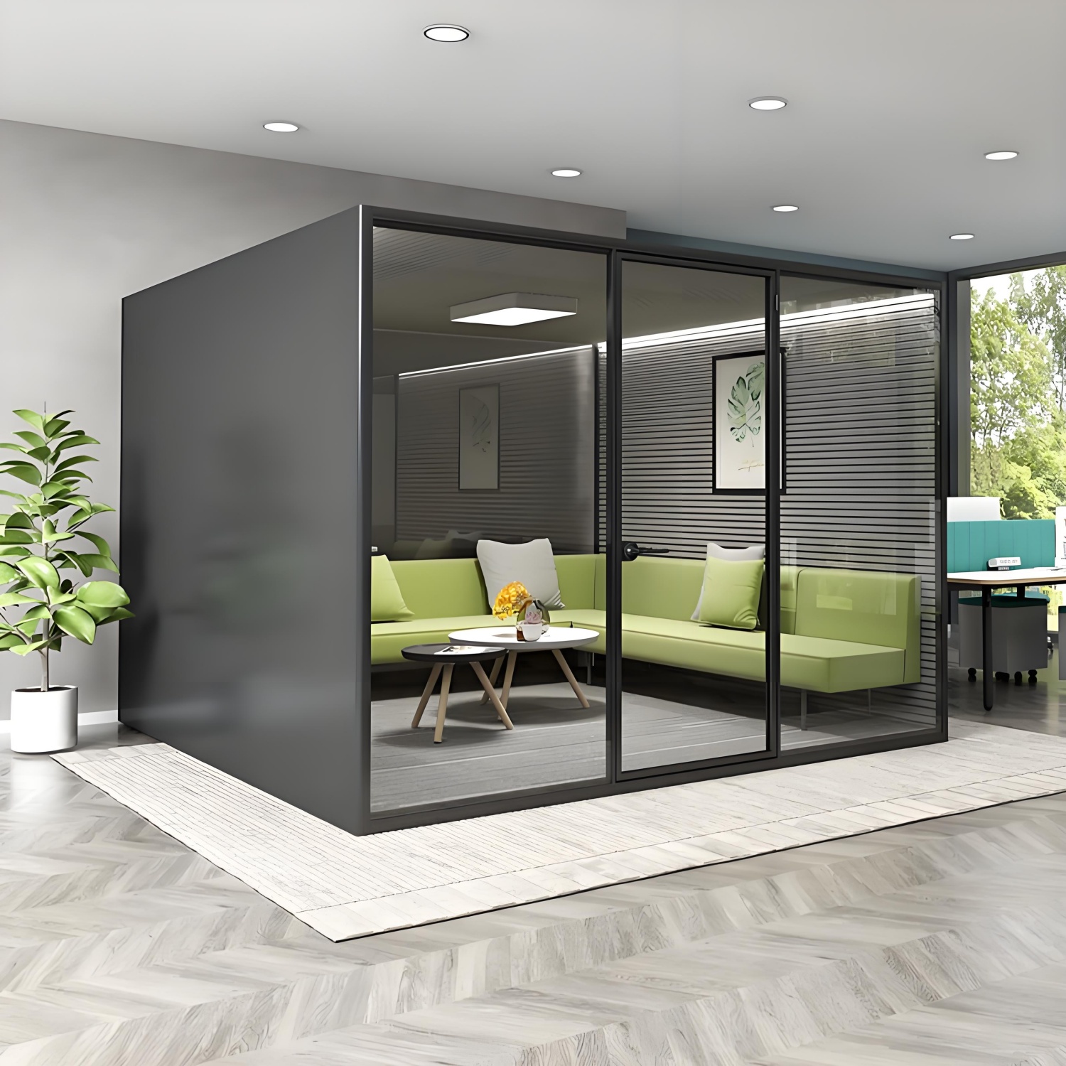 Soundproof Sleeping Pod, Solid Wall &amp; Glass Office Partition With Roof Prefabricated House For Office KTV Bar Hotel Resthome