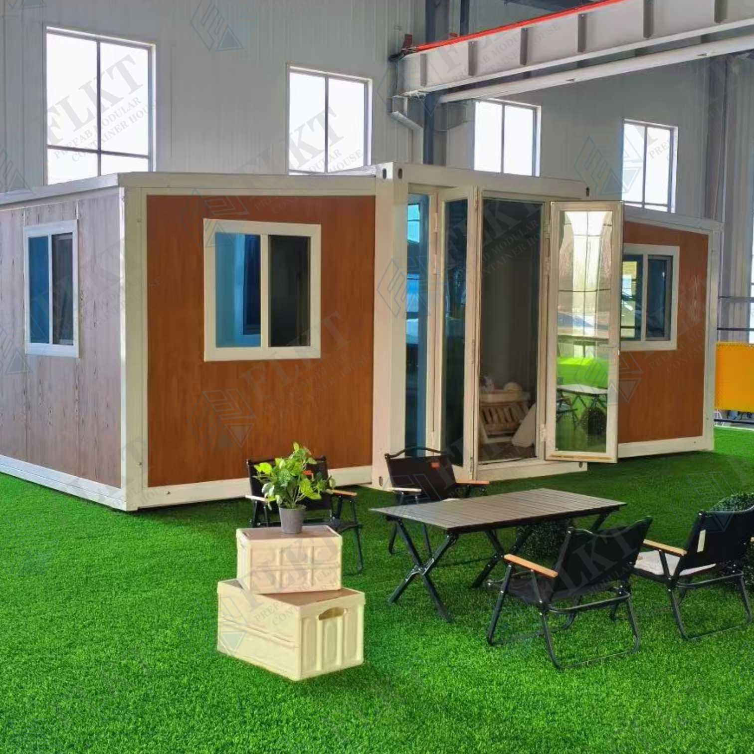 FLKT Soundproof Backyard Office Pod Mobile Studio Prefabricated Luxury 20ft Expandable Container House Garden Shed