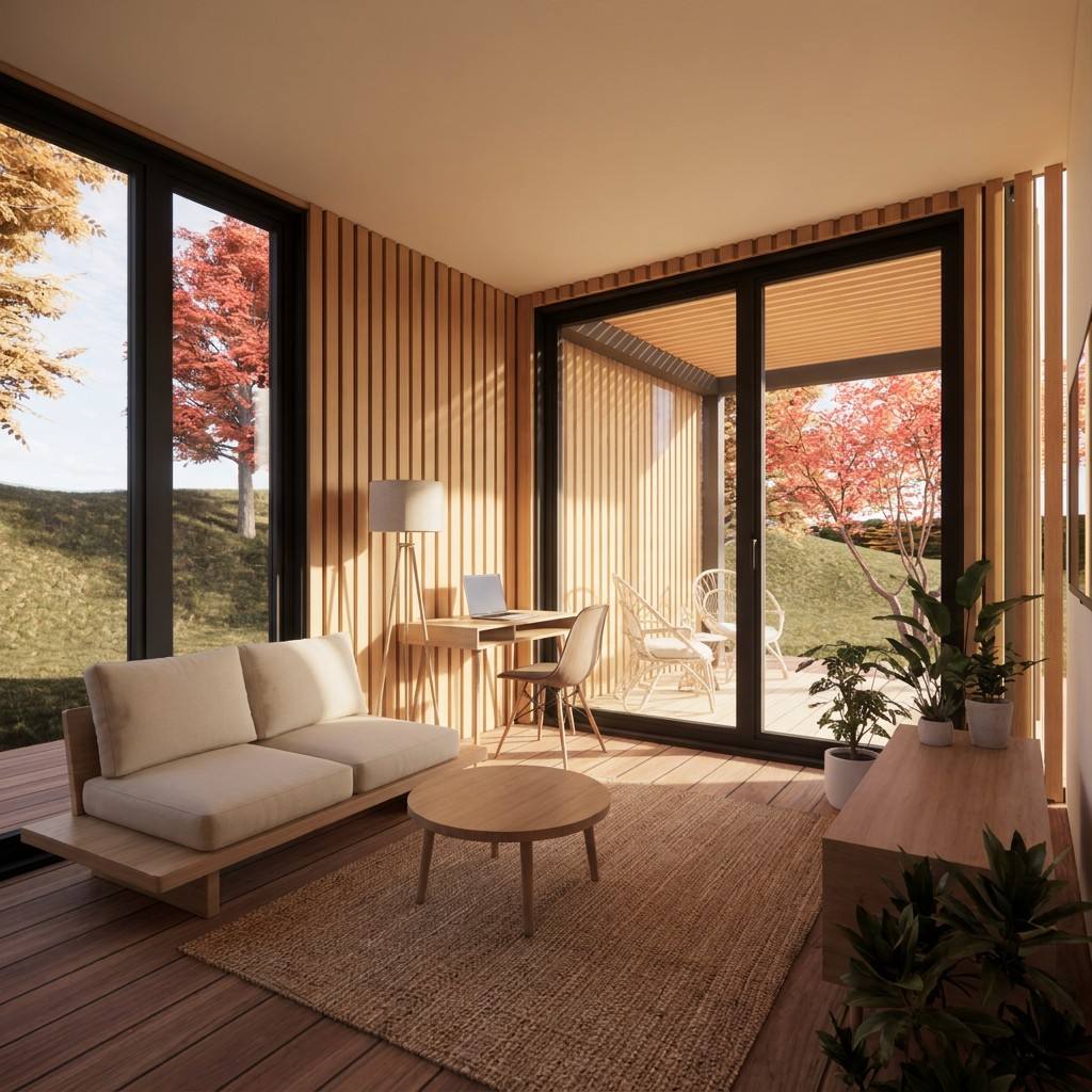 Luxury Eco-Friendly Modular Rectangle Garden Studio Modern Wood-Slatted Prefab House Portable Tiny Home Backyard Office Resort