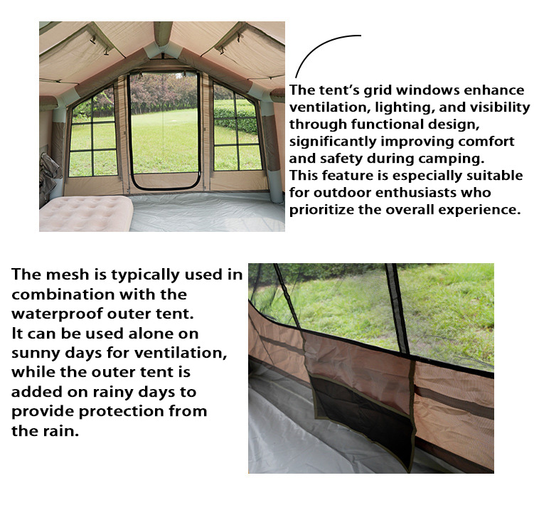 Premium 8m2 Inflatable Camping Tent Oxford Outdoor Glamping Shelter Moon White Air Tent With Vent Window Factory
