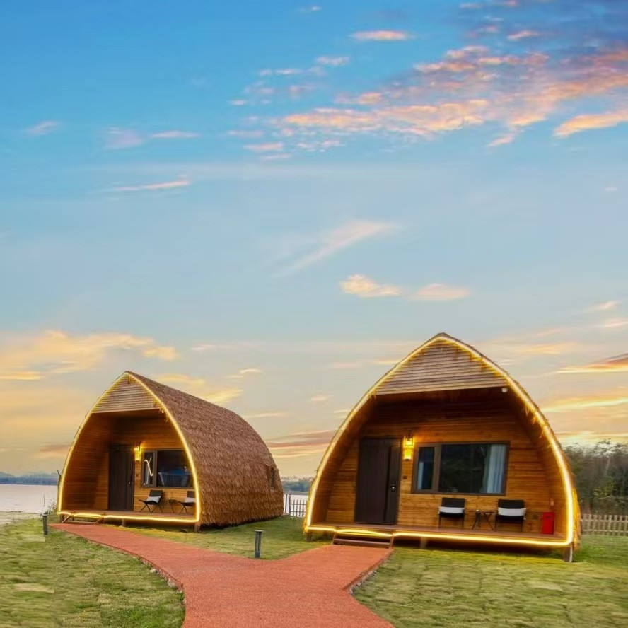 Prefab Modular Wooden House, Movable Anti-Corrosion Triangular Cabin for Camping, Farm, Manor &amp; Homestay, Wholesale