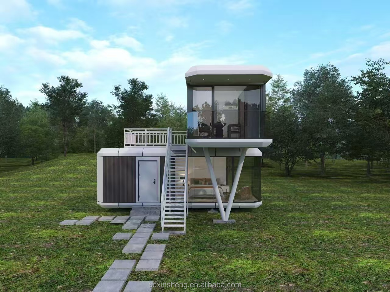 Luxury Mobile Home Eco-friendly Design Prefab Houses Modern Garden Buildings Apple Cabin House High Quality 2-story Hotel