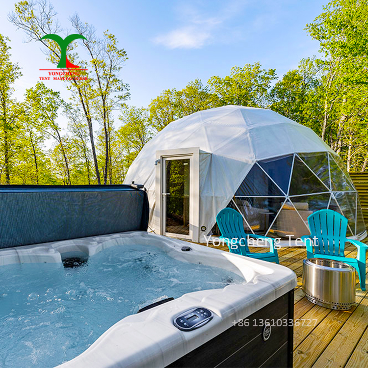 Luxury 6m Transparent PVC Garden Hotel Igloo Glamping House Geodesic Dome Tent